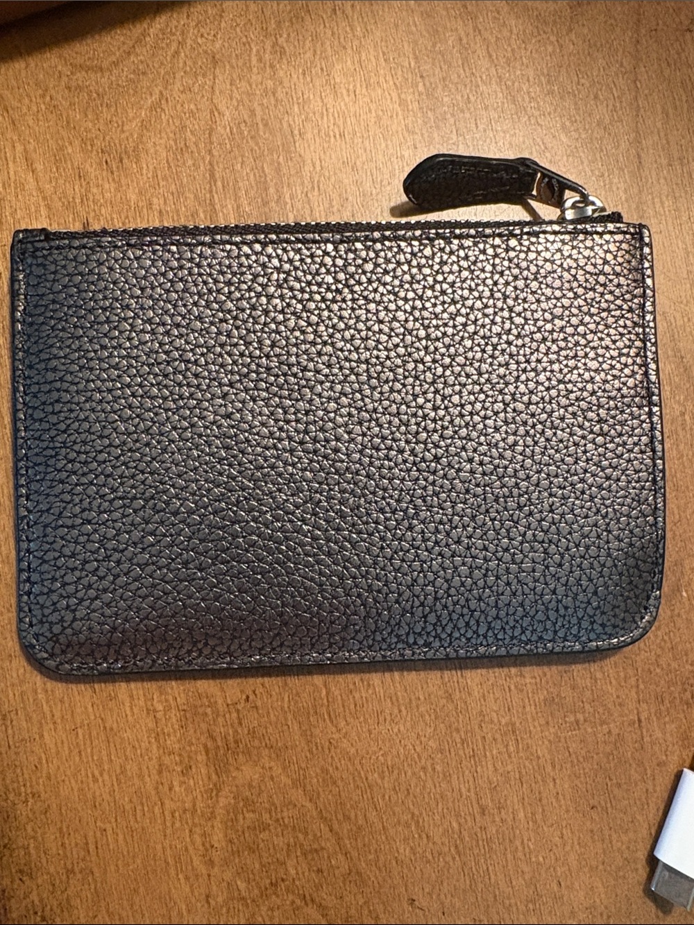 Coach Metallic Black Pebbled Leather Zip Card Case - Picture 2 of 2